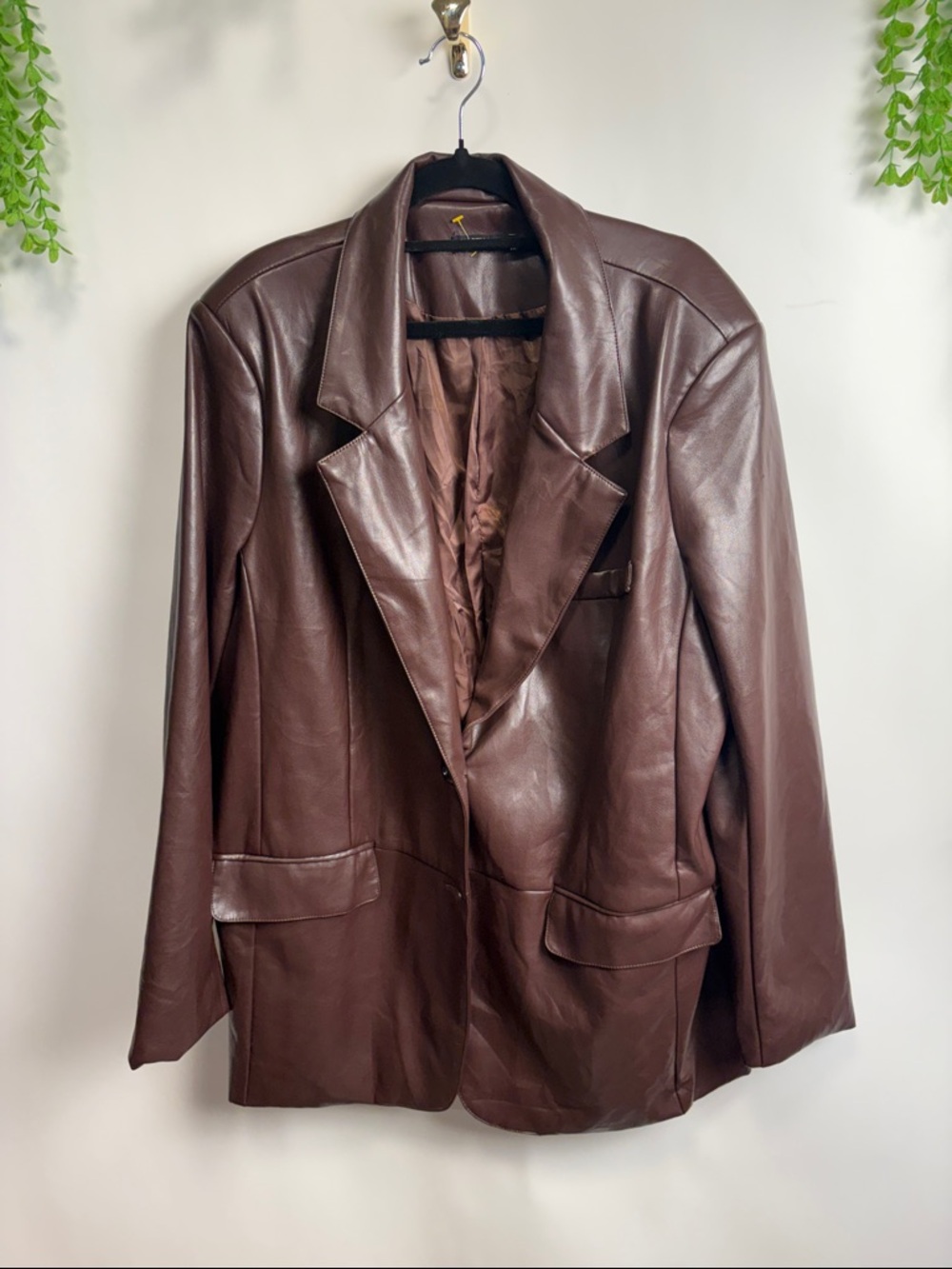 Nasty Gal Chocolate Brown Faux Leather Blazer